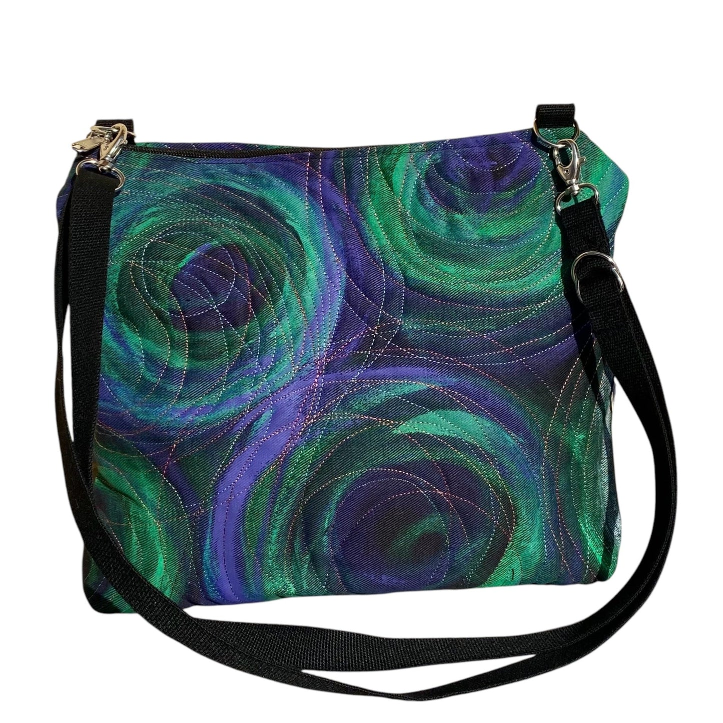 Unique art bag, hand-painted canvas, green space