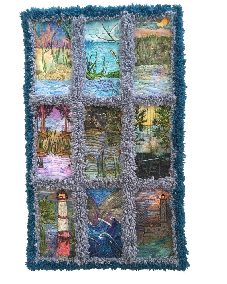 Textile art work "By the Sea" mixed media