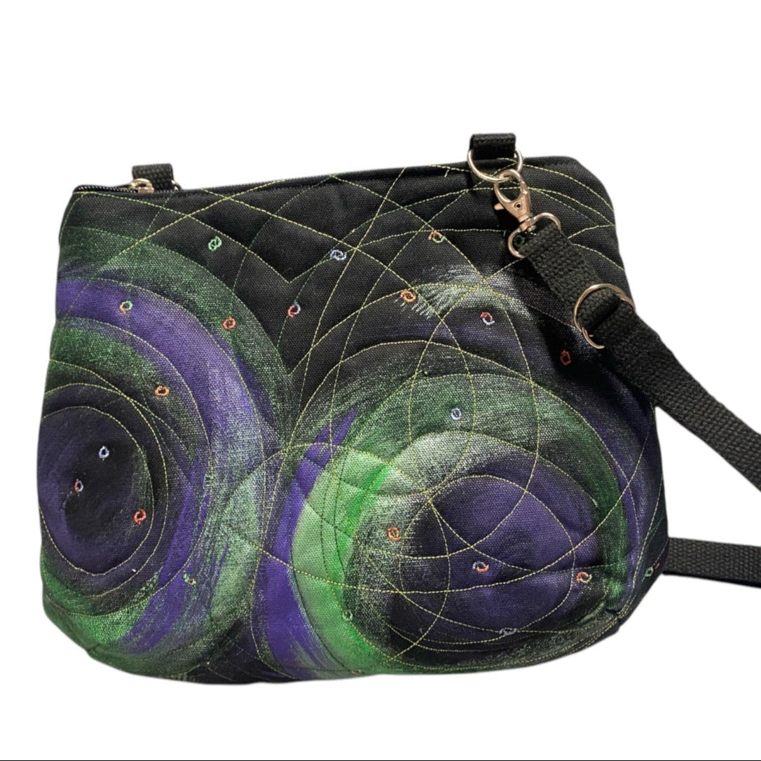 Unique art bag, hand-painted canvas, green space